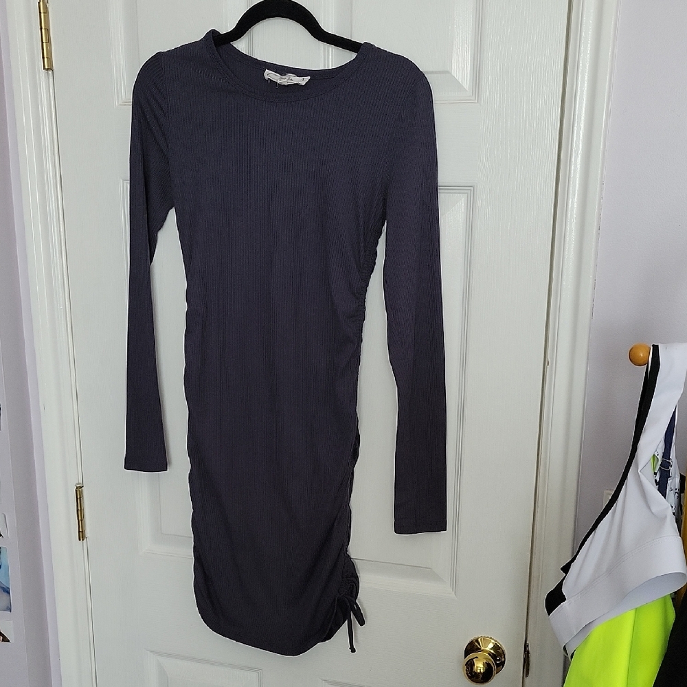 Long Sleeve Ribbed Dress in deep Blue